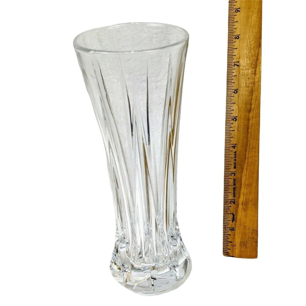 Crystal Glass Vertical Cut Bud Vase 8 Inches Tall 60d